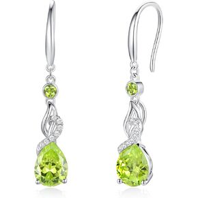 FANCIME Teardrop Dangle Drop Earrings 925 Sterling Silver Pear Gemstone Birthstone Earring Fine Jewelry Birthday Gifts for Women