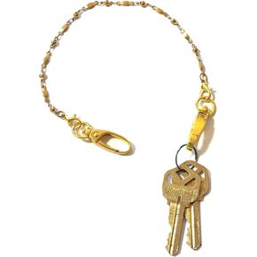 Hidden Hollow Beads Key Keeper 12" Women's Stainless Steel Hand Strap Chain Finder Organizer Wallet Purse Lanyard Holder Ring