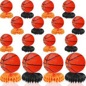 16 Pack Basketball Honeycomb Centerpiece Basketball Themed Table Toppers Basketball Party Table Centerpieces for Kids Sport Theme Party Decor Birthday Baby Shower Party Supplies