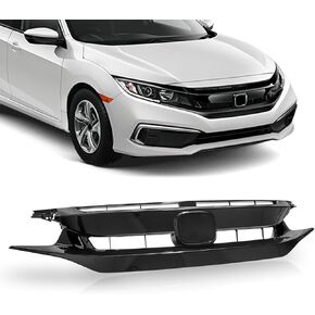 Front Bumper Grille Glossy Black Grill For 2019 2020 Honda Civic Sedan Coupe