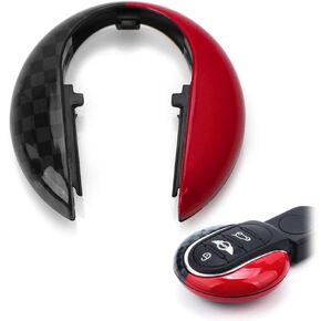 iJDMTOY Red/Black JCW Style Key Cap Shell Compatible with Mini Cooper 3rd Gen F55 F56 F57 F54 F60 Smart Key Fob