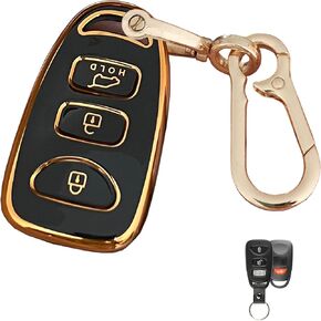 for Hyundai Key Fob Cover Smart Key with Keychain Fits for Hyundai Elantra Sonata Kia Forte Optima Spectra Key Case (4-Button-White)