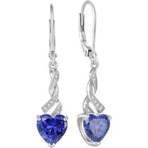 Women Heart Earrings 925 Sterling Silver Birthstone Swirl Twist Dangle Drop Earrings with Cubic Zirconia for Her Birthday Christamas in Kuwait