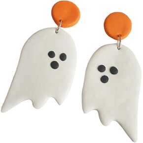 Halloween Clay Pumpkin Ghost Drop Earrings Handmade Polymer Clay Ghost Bat Pumpkin Alien Witch Dangle Earrings for Women Festive Costume Jewelry