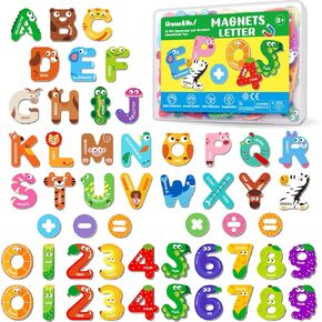 Magnetic Letters and Numbers, Fridge Alphabet Magnets for Toddlers 1-3, 52 PCS Refrigerator Toys - 26 Uppercase 20 Numbers 6 Symbols, Fridge Learning Games, Educational Gift for Kids 3 4 5 Years Old