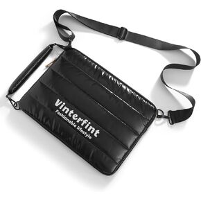 14 inch Laptop Sleeve Puffy Shoulder Bag for MacBook Pro 14 M4 M3, Surface Laptop Studio 2, ThinkPad E14 Gen 6, IdeaPad 3i, 14.5" XPS 14, Inspiron 14, Yoga Pro 7 Gen 9, HP Laptop Bag, Black