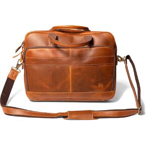 Handmade Full Grain Leather Messenger Bag with Strap |Laptop Bag, Briefcase & Messenger Satchel Bag by Northridge Leather (Tan)
