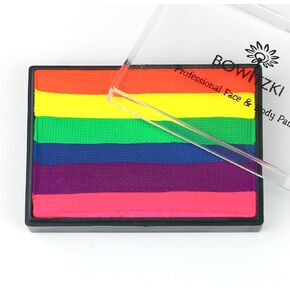 Bowitzki 50g Water Activated Eyeliner Retro Graphic Hydra Eye Liner Makeup UV Glow Fluorescent Cake Aqua Color Split Cakes Neon Rainbow Face Paints Body Painting for Halloween Christmas Pride (UV Rainbow)