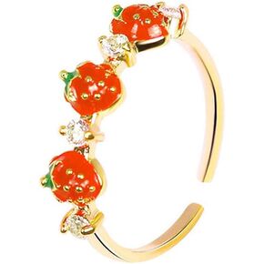 FUTIMELY Cute Red Fruit Ring Open Adjustable Cherry Strawberry Pineapple Ring Lovely Sweet Food Fruit Jewelry for Women