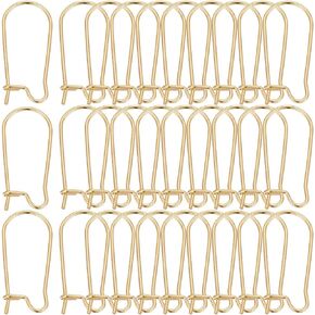 1 Box 120Pcs Real 18K Gold Plated Earring Hooks Kidney Earring Finding Hooks Dangle U Shaped Teardrop Long Ear Wires Stainless Steel Earring Wires for Jewelry Making Supplies DIY Craft Women