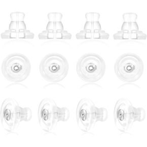 Earring Backs,12 pcs 18K Gold Silicone Earring Backs Replacements, Locking Earring Backs for Studs/Droopy Heavy Earring, No-Irritate Hypoallergenic Soft Clear Earring Backs (Gold)