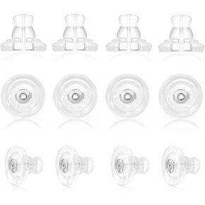 Earring Backs,12 pcs 18K Gold Silicone Earring Backs Replacements, Locking Earring Backs for Studs/Droopy Heavy Earring, No-Irritate Hypoallergenic Soft Clear Earring Backs (Gold) in Saudi Arabia