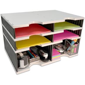 منظم سطح المكتب مكون من 8 أحرف وقاعدة تخزين مرتفعة لسهولة الوصول إلى الفتحات السفلية وملحقات ومستلزمات المكتب. ملف علوي وأدراج اختيارية in Kuwait