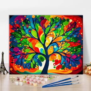 Rebotipy Painting by Numbers Kit for Adults Green Northern Lights Paint by Numbers for Beginner,Oil Painting Night Winter Landscape with Aurora for Home Decor 16x20 Inch