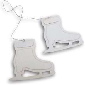 Ice Skates Christmas Unfinished Layered Wood Hanging Ornament Decor - 7.5 x 6.5 Inches Each