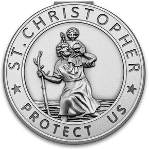 St Christopher Medal for Car Saint Christopher Visor Clip Accessories Bless Driving Safety Religious Gift for Parent, Family, Friend, Driver (1)
