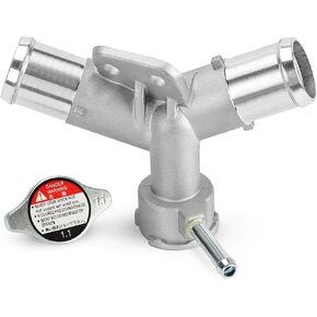 16502-21080 Upgrade Aluminum Engine Coolant Thermostat Housing with Fully Sealed Cap for 2007-2018 Toyota Yaris 1.5L Replace # 16401-36020 16502-21070
