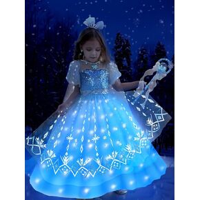 Princess Dress for Girls 3 4 5 6 7, Dress Up Costume with Detachable Cape, Halloween Birthday Party Gift for Toddler