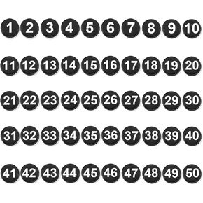 50pcs Magnetic Numbers, 0.8" Small Round Numbers Magnetic Accents 1-50 Circles Magnet Numbers for Classroom Whiteboard Calendar Refrigerator Home School Office (Black)
