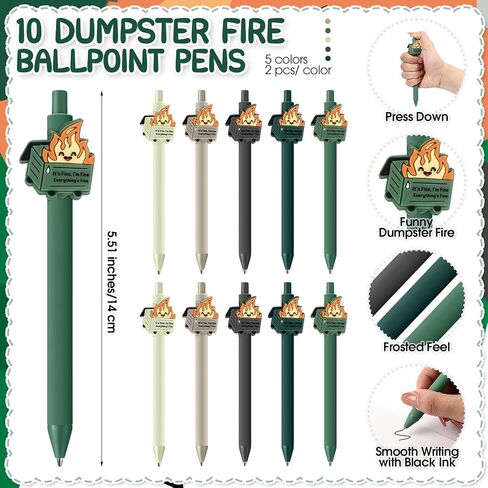 30 Pcs Christmas Dumpster Fire Gifts Funny Ballpoint Pens Acrylic Keychains Bookmarks Employee Emotional Support Appreciation Gifts Bulk for Office Coworkers Staff Team in Kuwait