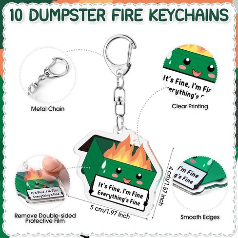 30 Pcs Christmas Dumpster Fire Gifts Funny Ballpoint Pens Acrylic Keychains Bookmarks Employee Emotional Support Appreciation Gifts Bulk for Office Coworkers Staff Team in Kuwait