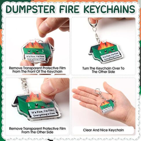 30 Pcs Christmas Dumpster Fire Gifts Funny Ballpoint Pens Acrylic Keychains Bookmarks Employee Emotional Support Appreciation Gifts Bulk for Office Coworkers Staff Team in Kuwait