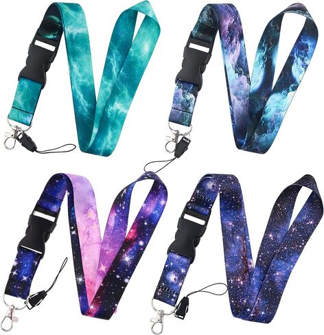 4PCS Starry Sky Neck Lanyards Colorful Detachable Galaxy Lanyard Badge Neck Straps (color A) in Saudi Arabia