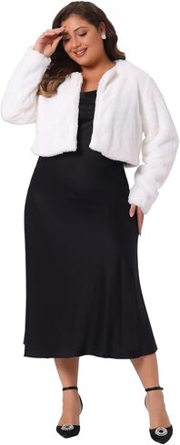 Agnes Orinda Plus Size Fluffy Jacket for Women Open Front Cropped Faux Fur Winter Jackets Valentine's Day in Saudi Arabia