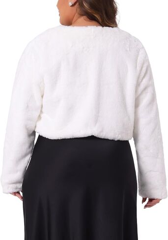 Agnes Orinda Plus Size Fluffy Jacket for Women Open Front Cropped Faux Fur Winter Jackets Valentine's Day in Saudi Arabia