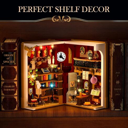 مجموعة بناء زاوية الكتاب السحري مع ضوء LED، لعبة بناء منزل مصغرة بحجم 3.6 مم لديكور المنزل ورف الكتب، 1055 قطعة من نموذج كتلة بناء الكتب الصغيرة للبالغين والمراهقين والأولاد والبنات من عمر 8 سنوات فما فوق in Kuwait