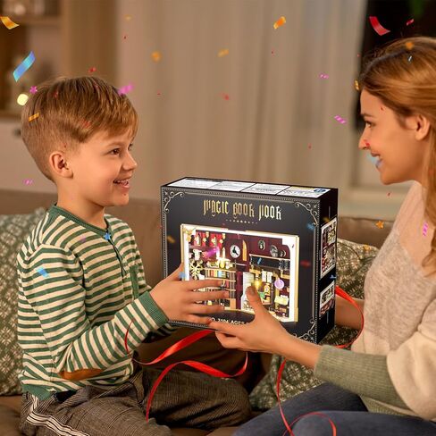 مجموعة بناء زاوية الكتاب السحري مع ضوء LED، لعبة بناء منزل مصغرة بحجم 3.6 مم لديكور المنزل ورف الكتب، 1055 قطعة من نموذج كتلة بناء الكتب الصغيرة للبالغين والمراهقين والأولاد والبنات من عمر 8 سنوات فما فوق in Kuwait