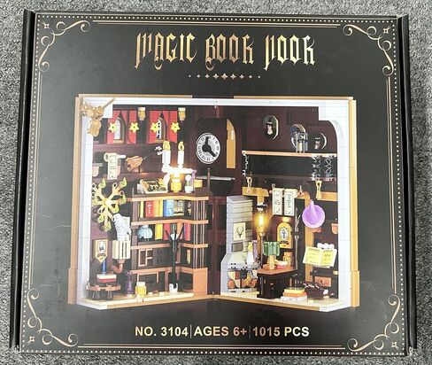 مجموعة بناء زاوية الكتاب السحري مع ضوء LED، لعبة بناء منزل مصغرة بحجم 3.6 مم لديكور المنزل ورف الكتب، 1055 قطعة من نموذج كتلة بناء الكتب الصغيرة للبالغين والمراهقين والأولاد والبنات من عمر 8 سنوات فما فوق in Kuwait