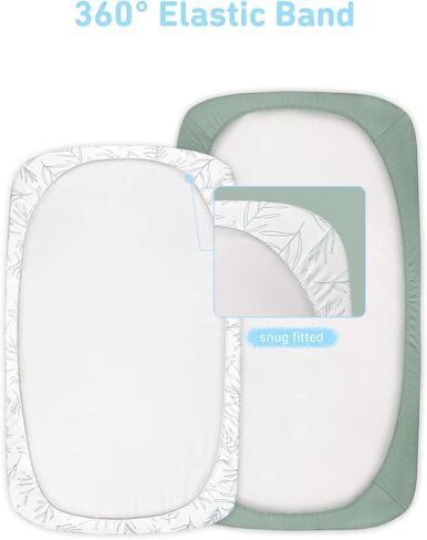 بيبي باي ملاءات سرير اطفال للاولاد والبنات، ملاءة سرير اطفال بحواف مطاطية محايدة لمراتب سرير الاطفال القياسية ومراتب سرير الاطفال الصغار (52 انش × 28 انش)، ملاءات سرير اطفال قطنية ناعمة وآمنة، عبوة من in Kuwait