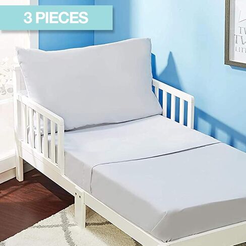 EVERYDAY KIDS 3 Piece Toddler Sheet Set - Soft Breathable Microfiber Toddler Bedding - Includes a Flat Sheet, a Fitted Sheet and a Pillowcase - Solid Navy in Saudi Arabia