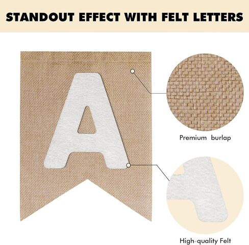 Custom Banner Kit, 28 Green Printed Burlap Banner with 96 Felt Letters, Make Your Own Diy Customizable Kit for Birthday Wedding Party Decorations in Kuwait