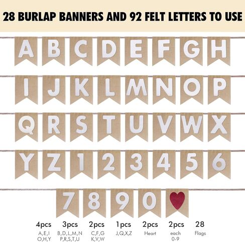 Custom Banner Kit, 28 Green Printed Burlap Banner with 96 Felt Letters, Make Your Own Diy Customizable Kit for Birthday Wedding Party Decorations in Kuwait
