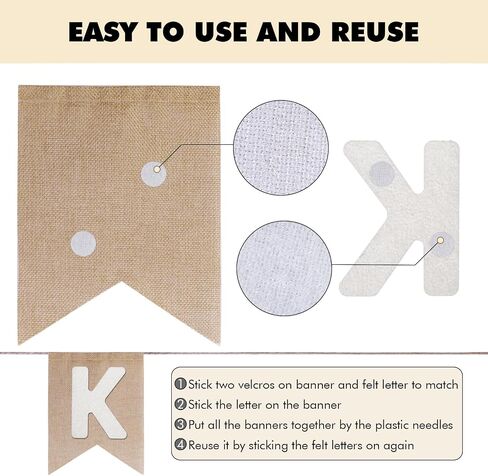 Custom Banner Kit, 28 Green Printed Burlap Banner with 96 Felt Letters, Make Your Own Diy Customizable Kit for Birthday Wedding Party Decorations in Kuwait