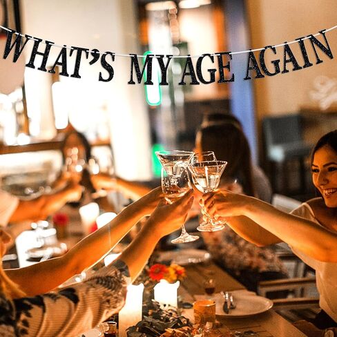 لافتة Whats My Age مرة أخرى، علامة الموت لشبابي الرايات، مضحكة Happy 30th 40th 50h 60th 70th 80th، لوازم زينة حفلات عيد الميلاد، بريق أسود in Kuwait
