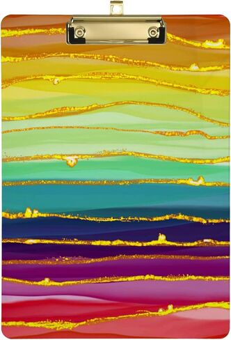 Rainbow Luxury Marble Clipboards Marbling Plastic A4 Letter Size Clipboard Acrylic Clip Board 12.5 x 9 in with Low Profile Clip for Nurse Students Office Silver Clip in Saudi Arabia