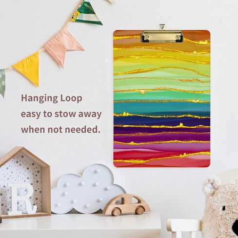 Rainbow Luxury Marble Clipboards Marbling Plastic A4 Letter Size Clipboard Acrylic Clip Board 12.5 x 9 in with Low Profile Clip for Nurse Students Office Silver Clip in Saudi Arabia