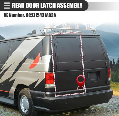 Motoforti Rear Door Latch Assembly, Left Side Back Cargo Door Lock Latch, for Ford E150 E250 E350 Econoline Van, Metal, No.8C2Z15431A03A, Black in Saudi Arabia