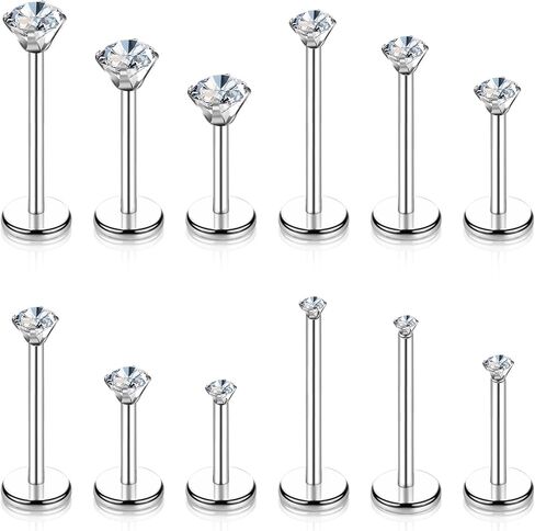 16 جرام الزنمة Labret 12 قطعة ميدوسا ثقب المجوهرات الفولاذ المقاوم للصدأ الشفاه الأنف ثقب ترصيع للنساء الرجال 6 مللي متر 8 مللي متر 10 مللي متر 12 مللي متر in Kuwait
