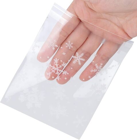 Christmas Cellophane Bags, 100 Pcs Clear Resealable Snowflake Sealed Plastic Package Cellophane Bags with Adhesive Closure for Bakery, Cookie, Candies, Dessert Poly Bags, 3.9 * 3.9 Inch in Kuwait