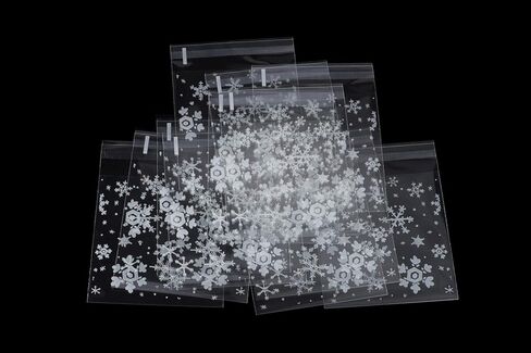 Christmas Cellophane Bags, 100 Pcs Clear Resealable Snowflake Sealed Plastic Package Cellophane Bags with Adhesive Closure for Bakery, Cookie, Candies, Dessert Poly Bags, 3.9 * 3.9 Inch in Kuwait