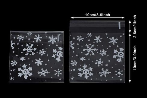 Christmas Cellophane Bags, 100 Pcs Clear Resealable Snowflake Sealed Plastic Package Cellophane Bags with Adhesive Closure for Bakery, Cookie, Candies, Dessert Poly Bags, 3.9 * 3.9 Inch in Kuwait