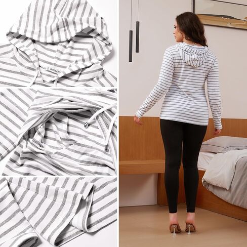 Bhome Nursing Shirt Long Sleeves Hoodie Breastfeeding Top Sweatshirt in Saudi Arabia
