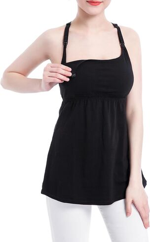 Cotton Maternity Nursing Tank Tops with Bralette Breastfeeding Shirts Pregnancy Clothes in Kuwait
