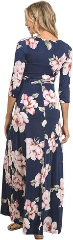 HELLO MIZ Women's Faux Wrap Maxi Maternity Dress with Belt - Made in USA in Kuwait