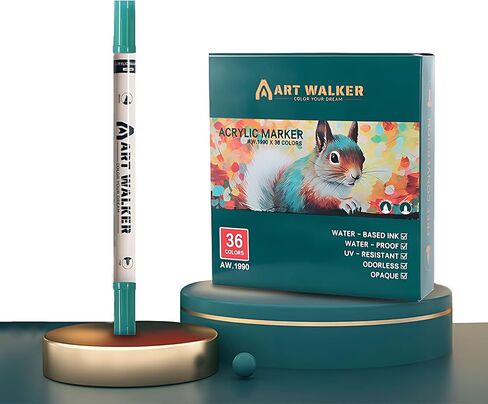 36 colors Dual Tip Acrylic Paint Pens,Acrylic Paint Marker set with Brush Tip and Fine Tip,acrylic paint markers for Paper, Pottery, Stones, Backpacks, Glass, Eggs, Fabrics, Plastics, handicrafts in Saudi Arabia