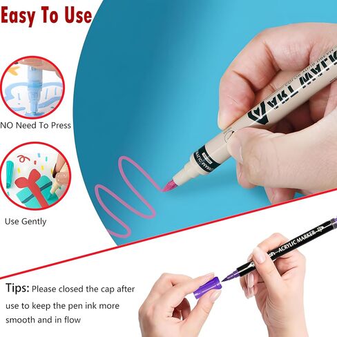 36 colors Dual Tip Acrylic Paint Pens,Acrylic Paint Marker set with Brush Tip and Fine Tip,acrylic paint markers for Paper, Pottery, Stones, Backpacks, Glass, Eggs, Fabrics, Plastics, handicrafts in Saudi Arabia